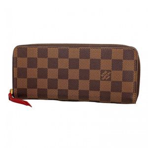 Louis Vuitton Damier Portefeuille Clemence Long Wallet N60534 Ebene/Cerise  Wome